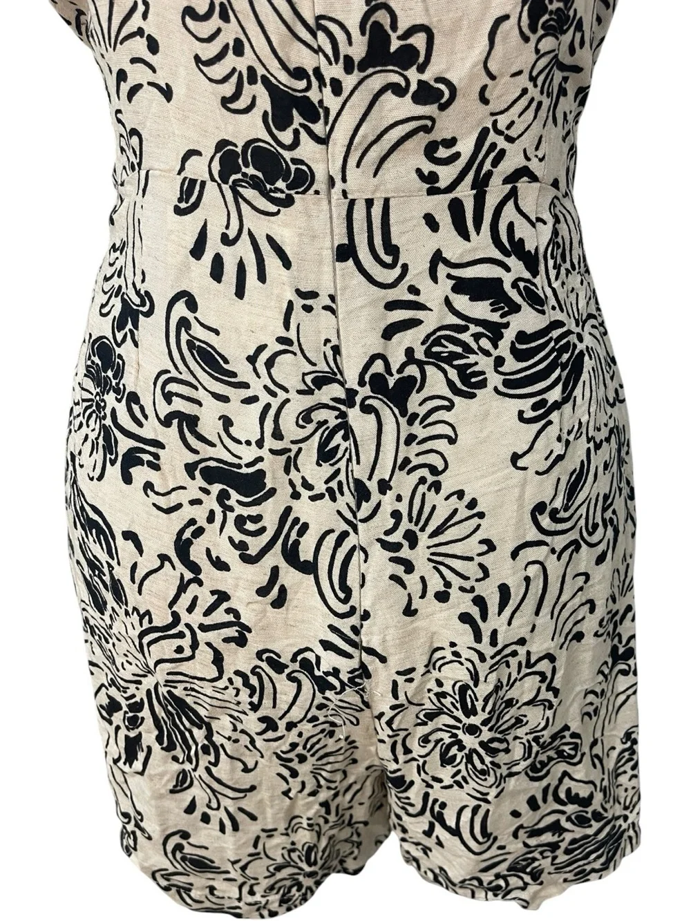 Zara Printed Rustic Playsuit Romper Ecru Black